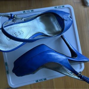 Guess Blue Peep-Toe Heels